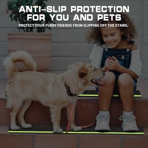 LadyRosian Outdoor Stair Treads Non Slip 10-Pack Black Glow 6" x 24" - Weather Resistant Adhesive Heavy Grip Tape - Waterproof Anti Skid Strips- Glow in The Dark 80-Grit Adhesive Treads - color: Dark, size: 6" x 24"