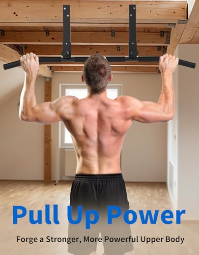 Joist Mounted Pull Up Bar, Ceiling Mount Chin Up Bar for Home Gym, Beam, Rafter, Easy installation, 42" Wide Bar