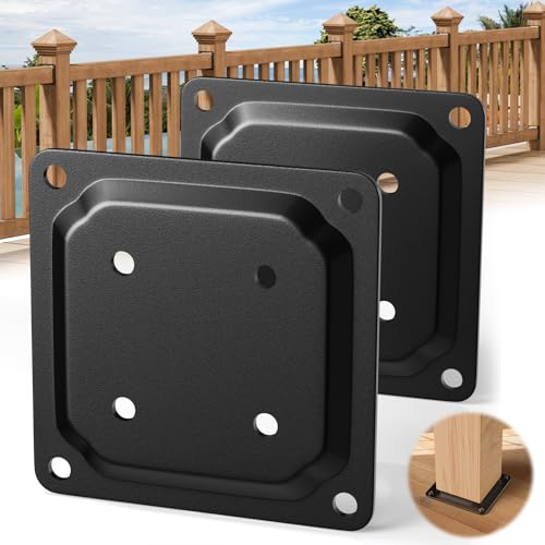2 Pack 4x4 Post Connector, Deck Base Plate for Wood Posts - color: Black - 2 Pcs