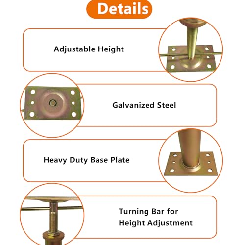 Adjustable House Jacks Floor Joist Support 19.7"-35.8" for Lifting Leveling - size: 19.7"-35.8"