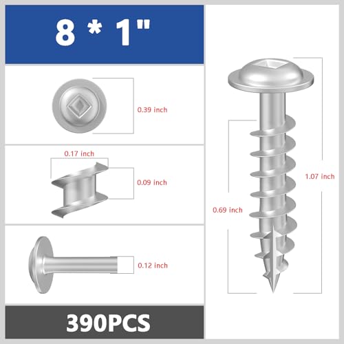 Wensilon Pocket Hole Screws, #8 x 1, Square Drive, White, 5lbs 1049pcs - color: Silver, size: 8*1"