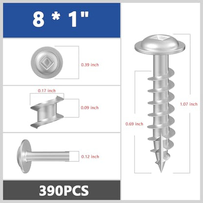 Wensilon Pocket Hole Screws, #8 x 1, Square Drive, White, 5lbs 1049pcs - color: Silver, size: 8*1"