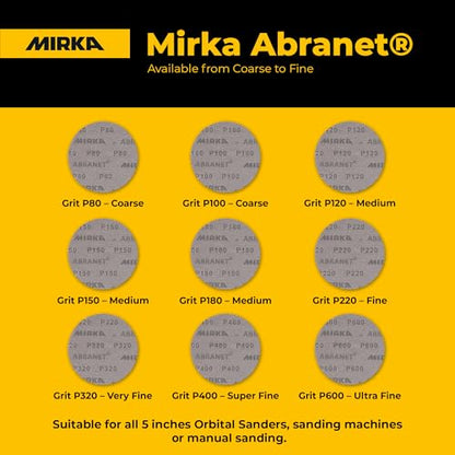 Mirka Abranet 5 Inch 80 Grit Mesh Sanding Discs, Hook and Loop, 50 Pack - size: Grit 80