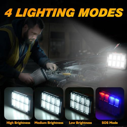 120W Solar Rechargeable 144 LED Work Light, 10000LM Flood Light - color: Yellow