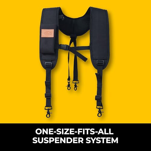 Perkins Builder Brothers Essential Tool Belt Set With Suspenders, Ideal for Framers, Carpenters and Contractors, Medium Size, Black - size: Medium