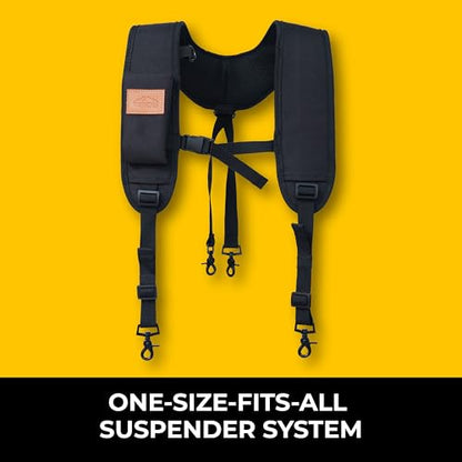 Perkins Builder Brothers Essential Tool Belt Set With Suspenders, Ideal for Framers, Carpenters and Contractors, Medium Size, Black - size: Medium