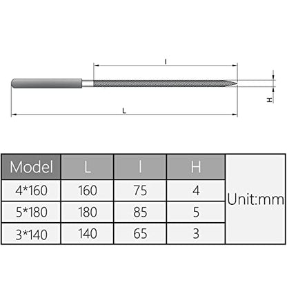 Utoolmart Carbon Steel Needle File, 10-Pieces Mini Steel Needle File Set, 3mm x 140mm Round Files Tools with Plastic Handle, for Metal Glass Stone with Fine Sanding - size: 140mm