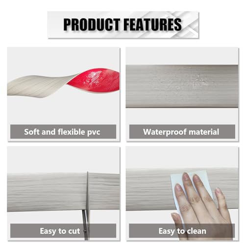 Vinyl Floor Transition Strip Self Adhesive 3"×10' Light Gray Wood Grain - color: Light Gray Wood Grain, size: 3in, 10FT