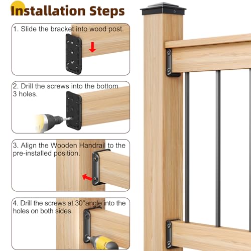 50 Pcs Toscoco Deck Railing Brackets for 2×4 (Actual 1.5" × 3.5") Wood Rail
