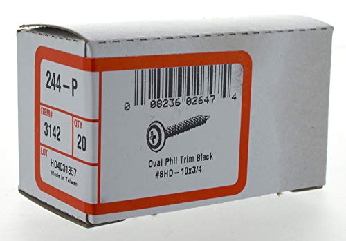 Hillman Trim Screws, #10 x 3/4in, 20 Pack, Black Phosphate