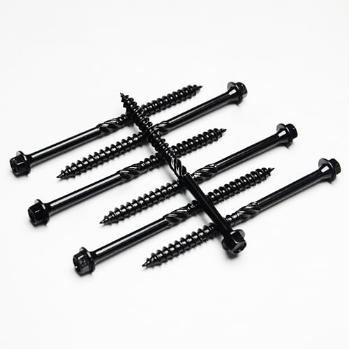 #14 x 8 Inch Wood Screws, 50-Pack Hex Head Lag Screw, Black Coating Carbon Steel Deck Screws for Timber, Log, and Landscape Wood Applications - size: #14 x 8"