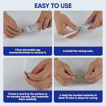 5 Minute Epoxy Glue 0.81 Ounce (24ML) - 2 Part Clear Epoxy Resin Glue with 2 Mixing Tubes - Fast Curing High Strength Epoxy Resin Adhesive for Repairing Plastic Metal Ceramics Wood Glass Stone