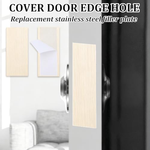CRASPIRE 16Pcs 2.2 x 1 Inch Wood Door Plate Cover Deadbolt Filler Plate Wooden Cabinets Hinges Hole Edge Repairs Covers Blanks with 30Pcs Double Sided Tapes for Exterior Doors Locks Holes Kitchen - style: 5.65 x 2.5cm