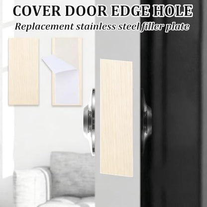 CRASPIRE 16Pcs 2.2 x 1 Inch Wood Door Plate Cover Deadbolt Filler Plate Wooden Cabinets Hinges Hole Edge Repairs Covers Blanks with 30Pcs Double Sided Tapes for Exterior Doors Locks Holes Kitchen - style: 5.65 x 2.5cm