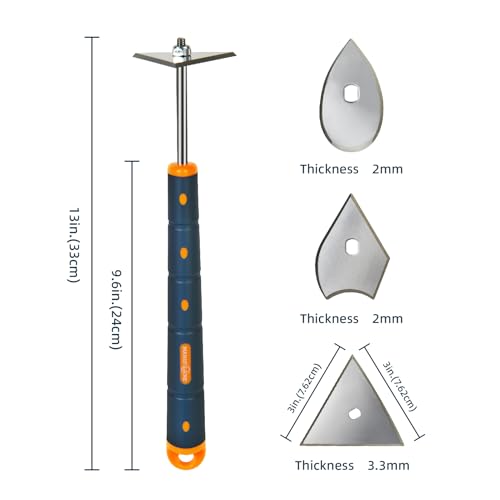 MANUFORE 13-Inch Contour Paint Scraper with 3pcs Different Shapes Blade