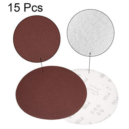 uxcell 15pcs 8" Hook and Loop Sanding Discs 100 Grit Aluminum Oxide - size: 100 Grit
