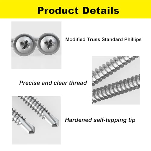 #8 x 1/2" Self Tapping Screws for Metal, 410 Stainless Truss Head 420pcs - color: 410 Stainless Steel Sliver, size: #8x1/2"-420pcs