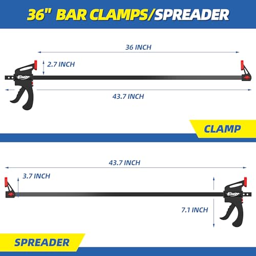 36" Bar Clamps for Woodworking 2-Pack, One-Handed Clamp/Spreader, Light-Duty Quick-Change F Clamp with 130 LBS Load Limit, Ideal for Woodworking/Carpentry/Home Improvement/DIY
