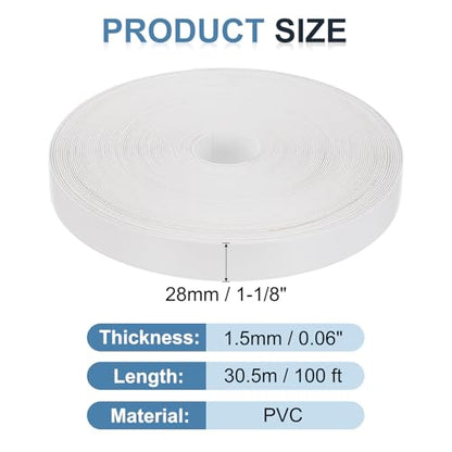 MECCANIXITY White Edge Banding 100 ft x 1-1/8 Inch Veneer Tape Pre-glued Flexible Plywood Edge Banding with Hot Melt Adhesive for Furniture Restoration - size: 100 ft x 1-1/8 Inch