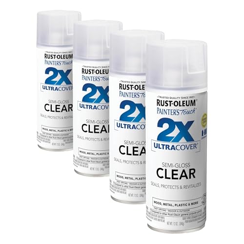 Rust-Oleum 249859 Painter's Touch 2X Ultra Cover Spray Paint, Semi-Gloss Clear, 12 Ounce (Pack of 4) - color: Semi-Gloss Clear, size: 12 Ounce (Pack of 4)