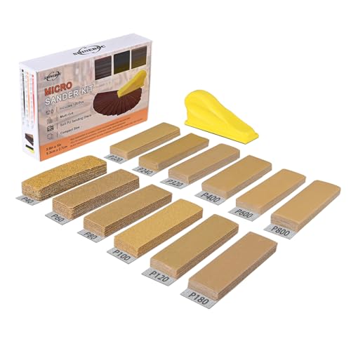 120Pcs 40–800 Grit Micro Sander Kit for Wood, Tight Spaces - style: Yellow(Grit40-800)