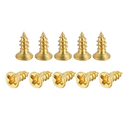 uxcell Brass Wood Screws, M2.5x6mm Phillips Flat Head Self Tapping Connector for Door Hinges, Wooden Furniture, Home Appliances 50Pcs - size: M2.5x6mm