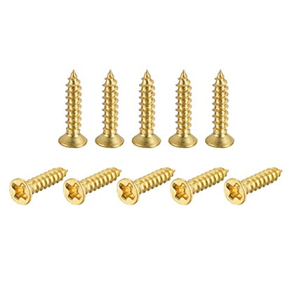 uxcell Brass Wood Screws, M2x12mm Phillips Flat Head Self Tapping Connector for Door Hinges, Wooden Furniture, Home Appliances 50Pcs - size: M2x12mm
