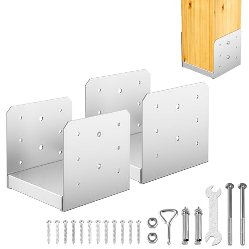 6"x6" Adjustable Post Base, 2Pcs Stainless Steel Post Anchor Bracket - size: 6x6