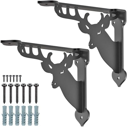 SELEWARE 2 Pack 8" Heavy Duty Shelf Brackets, Deer Decorative L Brackets - size: 8 Inch, style: Deer-2 pack