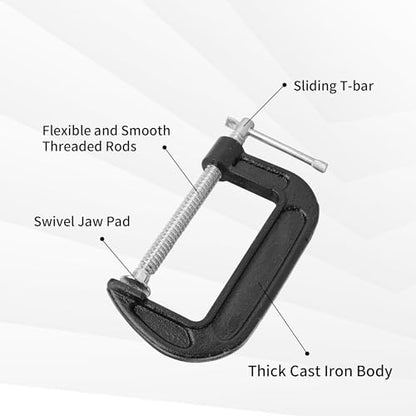 8 Pack 4 Inch C Clamp Set Heavy Duty Steel - size: 4 inch