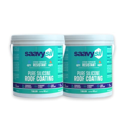 RV Roof Coating & Leak Repair, Pure Silicone, No Primer Needed, One Coat, Self-Leveling, 1-Hour Rain Ready, Waterproof & UV Resistant for Metal, Concrete & Flat Roofs - 1 Gallon Each, 2-Pack (2 Gallons Total) White - size: 128 Fl Oz (Pack of 2)