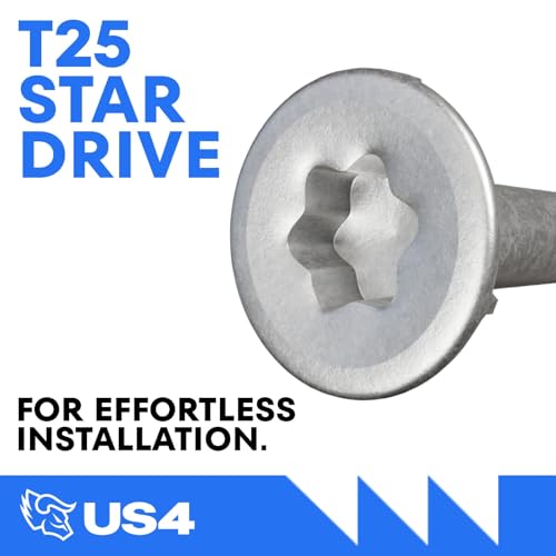 US4 - #10 x 3-1/8" Flat Head Screws Stainless Steel | Stainless Steel Wood Screws | T25 Star Drive | Self-Drilling Screws for Framing, Subflooring & Decking | 305 SS (350, #10 x 3.125 Inches) - size: #10 x 3-1/8"