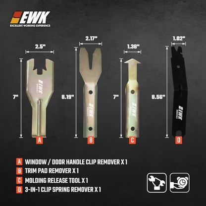 EWK 4-Piece Metal Trim Removal Tool Set for Auto Interior Trim