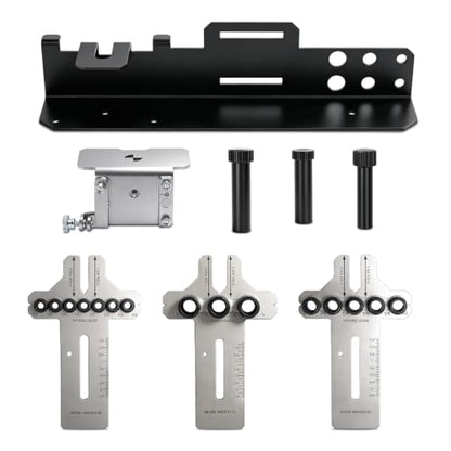 08359 Stainless Steel Dowel Jig Kit, Precision Woodworking Doweling Jig with 90 Degree Angle Bracket, 1/4" 3/8" 1/2" Dowel Hole Drilling Guide Locator for Furniture Cabinet Joinery DIY Wood Projects