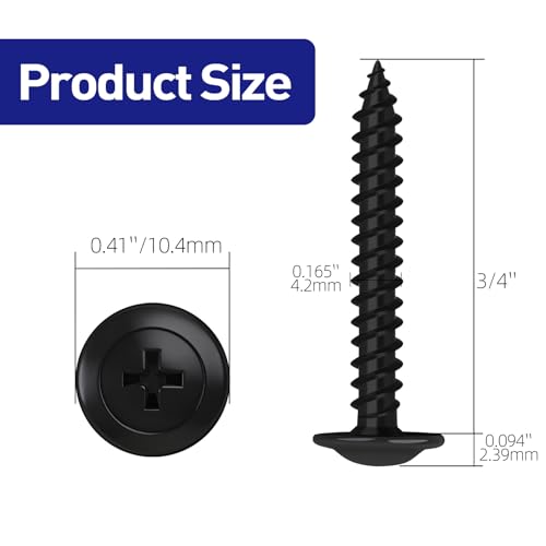 #8 x 3/4" Truss Head Fast Self Tapping Screws, Alloy Steel Wood Screws, Black Finish, Full Thread, Screwdriver Bit Included, 100 PCS - color: Black, size: #8 x 3/4"