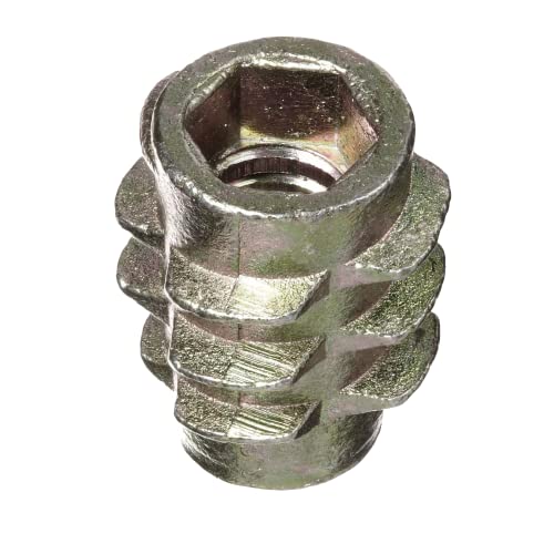 E-Z LOK Knife Thread Insert for Soft Wood, Hex Flush, 10-24, 50 ct - size: #10-24 Internal Threads, 0.512" Length