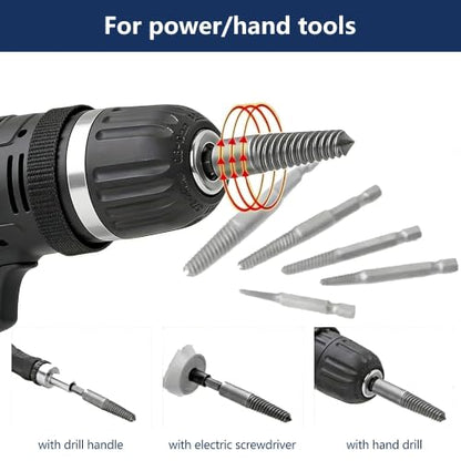10 Pcs Damaged Screw Extractor Set – 1/4" Hex Shank Easy Out Drill Bit Kit for Broken Screws and Stripped Bolts – Bolt Removal Tool for Home Use