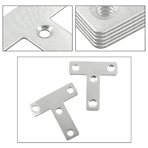 Hordion 10Pcs 2 x 2'' T Bracket, Silver Repair Plate T Shaped Support Brace - size: 2" x 2" (Silver), style: T-Shape