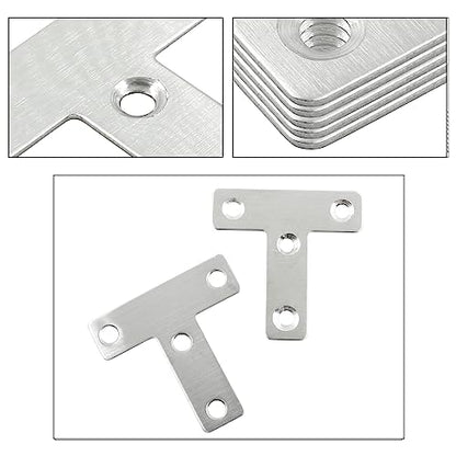 Hordion 10Pcs 2 x 2'' T Bracket, Silver Repair Plate T Shaped Support Brace - size: 2" x 2" (Silver), style: T-Shape