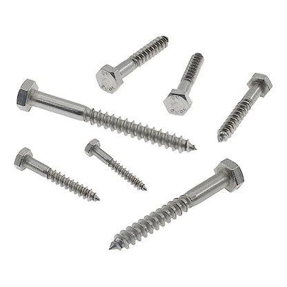 1/4"*4"304 Stainless Steel Hex Head Lag Screws,SAFYY Heavy Duty Lag Bolt Screws for Wood Hexagon Head Screws 25 Pack - size: M6*100 25 PCS