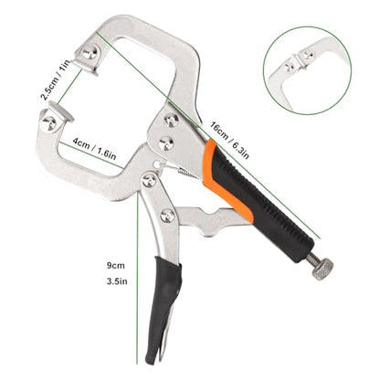 6 Pack 6 Inch C-Clamp Locking Pliers with Rubber Handle, 6 Inch C-Clamps Face, Heavy Duty C Clamp Locking Pliers, Adjustable C Clamps for Woodworking and Home Improvement - size: 6 Pack 6 Inch with rubber handle