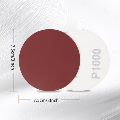 SPEEDWOX 100PCS 3" 1000 Grit Sanding Discs, Hook and Loop No Hole Sandpaper - style: 1000-Grit
