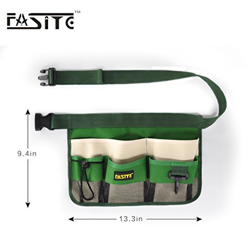 Gardening Tool Waist Bag Belt, Waterproof Garden Tool Apron with 7-Pocket Hanging Pouch for Men&Women, Adjustable, Green - color: Green