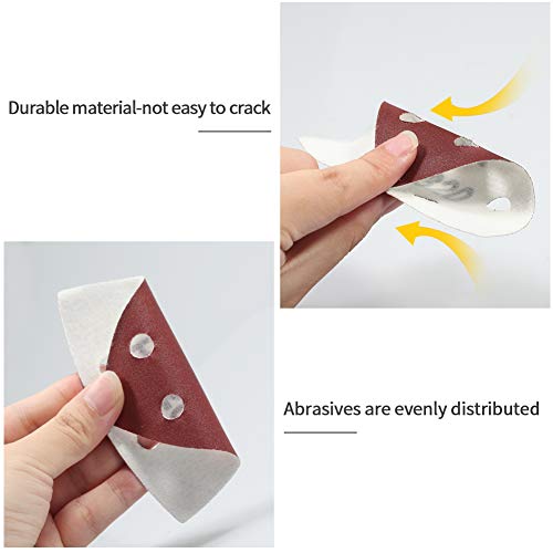 SPEEDWOX 50 Pcs Triangle Sanding Pads Hook and Loop 320 Grit Oscillating Sanding Pad 90mm 6 Holes Fit 3-1/2 Inches Oscillating Multi Tool Detail Sander Sandpaper Triangle Sanding Discs Sanding Tool - style: 320 Grit