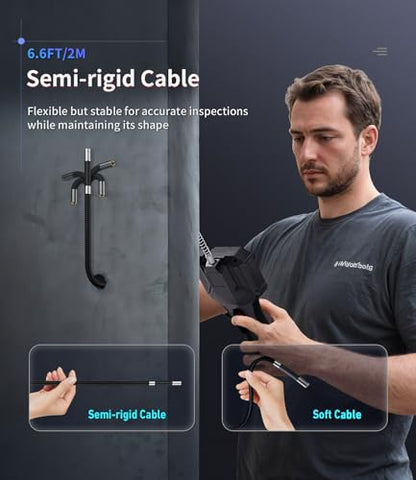 Ralcam Two-Way Articulating Borescope with Light, Slim Probe - style: 6.2mm Lens-6.6ft Semi-Rigid Cable