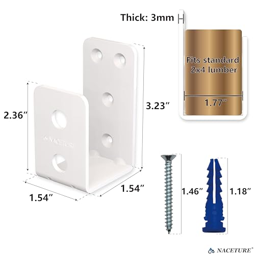 NACETURE Heavy Duty Door Barricade Brackets, White, 4 Pack - style: White 4 Pack