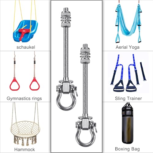 SELEWARE 2 Pcs Heavy Duty Bearing Swing Hangers Stainless Steel Swing Hooks - color: 2 Pack Bearing Hangers (7" X M2/5" Threaded Rod)