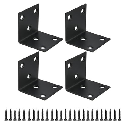 Alise 4Pcs Black Stainless Steel L Brackets Heavy Duty for Wood Furniture - color: Matte Black, size: 45x45MM