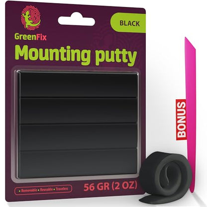 GreenFix Mounting Putty 2oz, Black, Removable & Reusable, Non Marking - color: Black