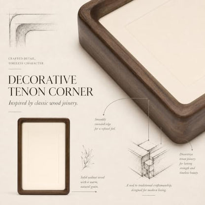 Solid Walnut Picture Frame with Plexiglass, Solid Wood Tabletop Photo Frame with Decorative Joinery Corners, Horizontal or Vertical Display (walnut wood, 6x8 Photo matted to 4x6) - size: 6x8 Matted to 4x6